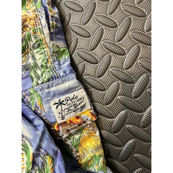 Vintage‎ Polo Ralph Lauren Mens L Swim Trunks Board Shorts Palm Tree Beach - Picture 8 of 9